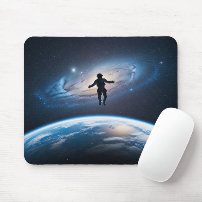 Tapis De Souris Astronaut Float Earth View Galaxy Space (Avec souris)