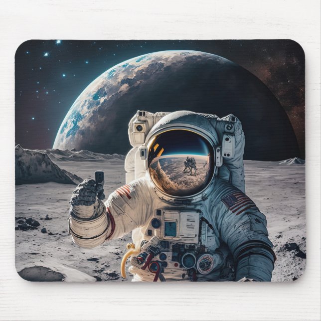 Tapis De Souris astronaute à l'atterrissage sur la lune (Devant)