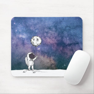 Tapis De Souris Astronaute dans l'espace avec ballon lunaire cosmo