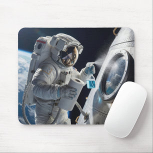 Tapis De Souris Astronaute nettoyant la fenêtre de l'engin spatial