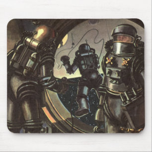 Tapis De Souris Astronautes de la science-fiction vintage en sorti