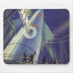 Tapis De Souris Astronautes de la science-fiction vintage sur un v