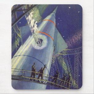 Tapis De Souris Astronautes de la science-fiction vintage sur un v