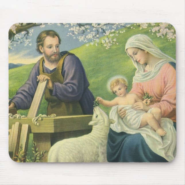 Tapis De Souris Atelier de Joseph avec Marie et Bébé Jésus (Devant)