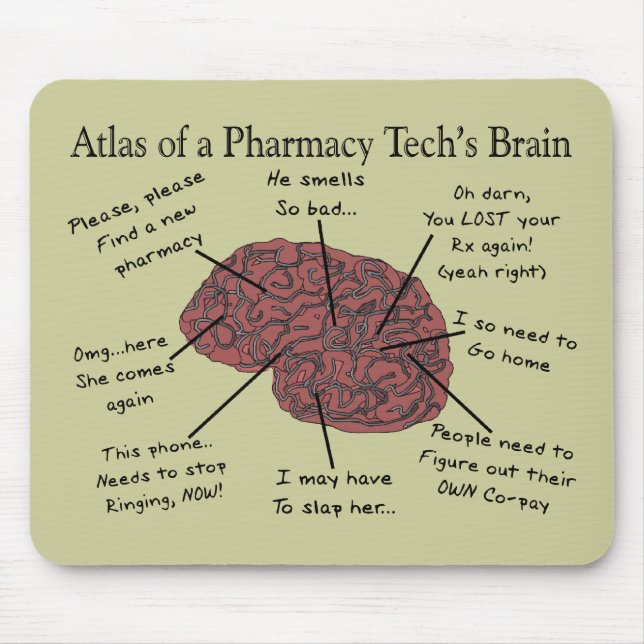 Tapis De Souris Atlas du cerveau d'une technologie de pharmacie (Devant)