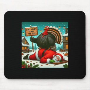 Tapis De Souris Attends Ton Tour Gros Garçon Turquie Père Noël Fun