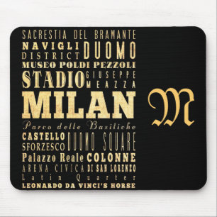 Tapis De Souris Attractions et endroits célèbres de Milan, Italie