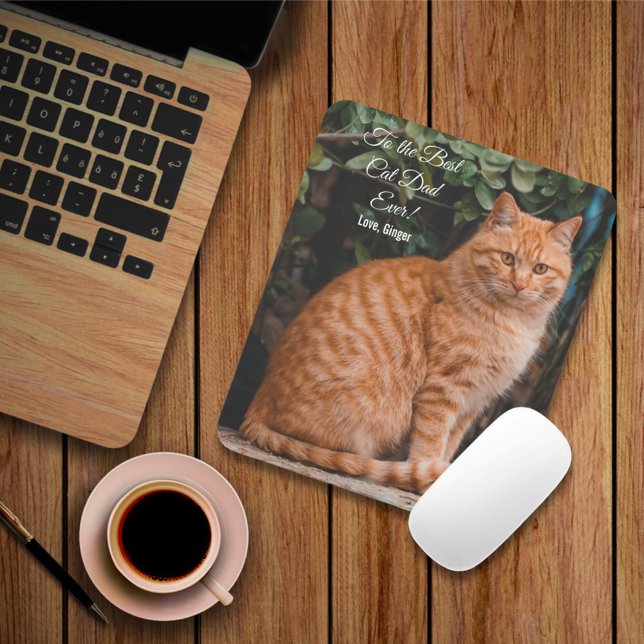 Tapis De Souris Au meilleur chat papa jamais photo personnalisée (Créateur téléchargé)