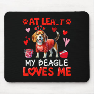 Tapis De Souris Au moins mon Beagle m'aimant Saint-Valentin Propri