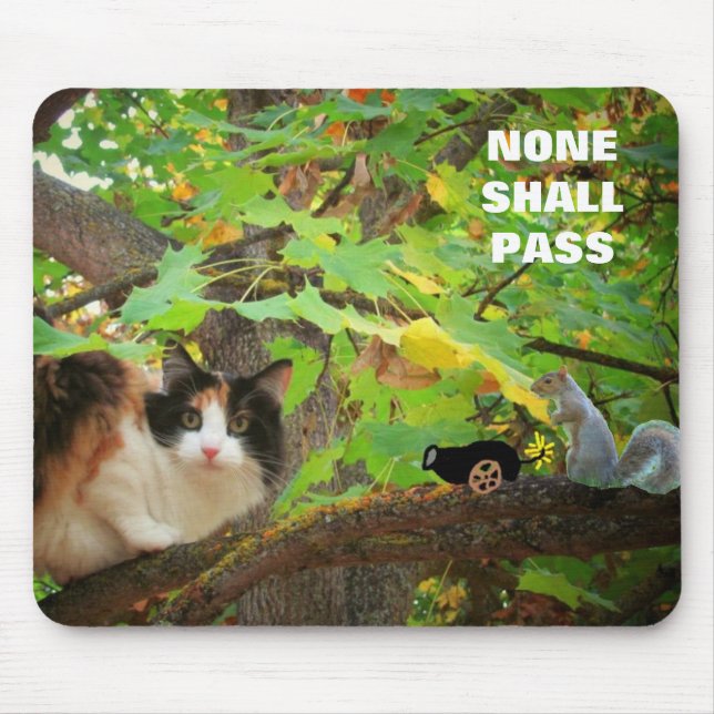 Tapis De Souris Aucun ne doit passer Cat contre Écureuil (Devant)