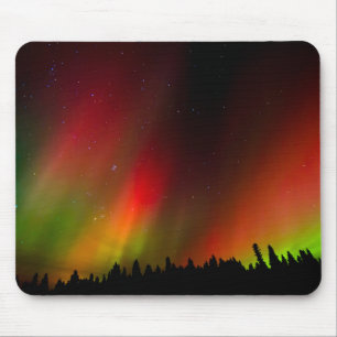 Tapis De Souris Aurora Borealis et arbres