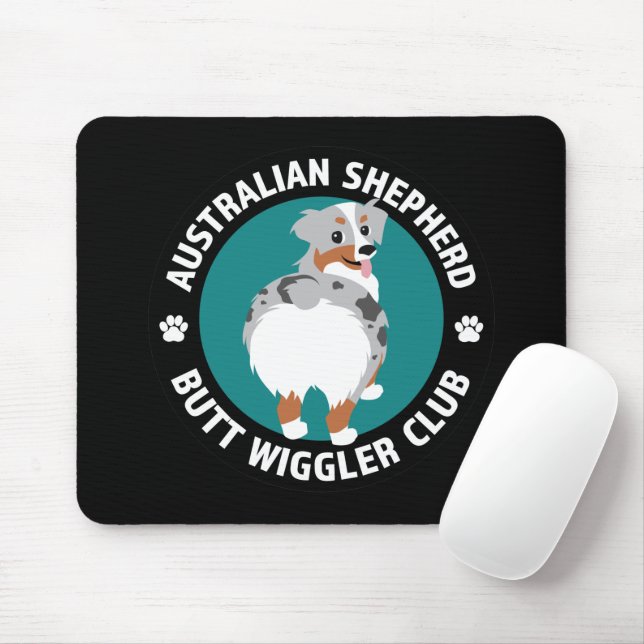 Tapis De Souris Australian Shepherd Butt Wiggler Club (Blue Merle) (Avec souris)