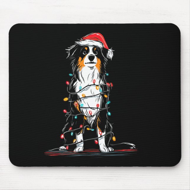 Tapis De Souris Australian Shepherd Christmas Graphics Dog Lights  (Devant)