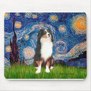 Tapis De Souris Australian Shepherd (Tri2) - Nuit étoilée