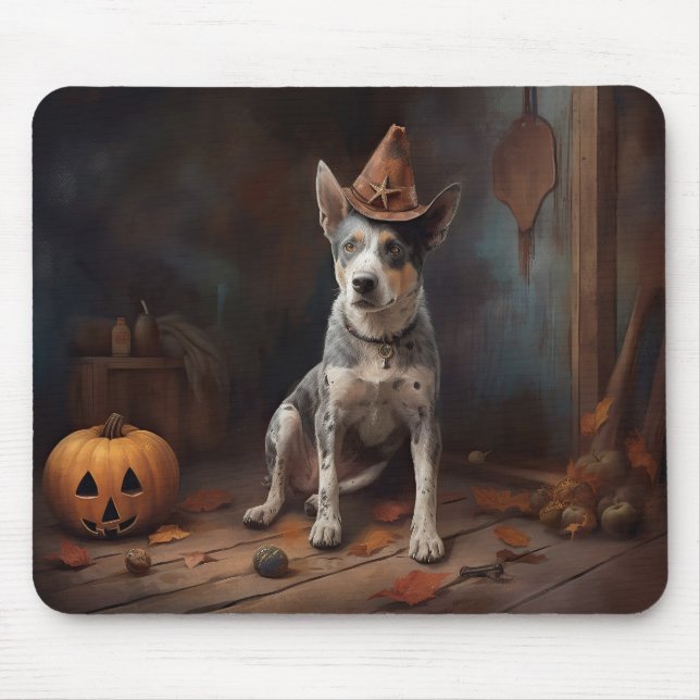 Tapis De Souris Australie Citrouilles de bétail Halloween effroi (Devant)