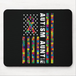 Tapis De Souris Autism Auntie American Flag Sensibilisation sur l'