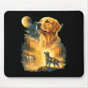 Tapis De Souris Autisme golden retriever hurle à la lune 90s 