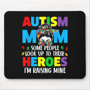 Tapis De Souris Autisme Maman Élever Héros Super Messy Bun Autisme