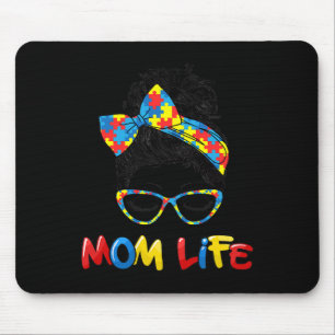 Tapis De Souris Autisme Maman Vie Messy Bun Sungles Byndana Mère