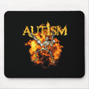 Tapis De Souris Autisme Skeleton Guns Funny Fire Bones Éffrayant