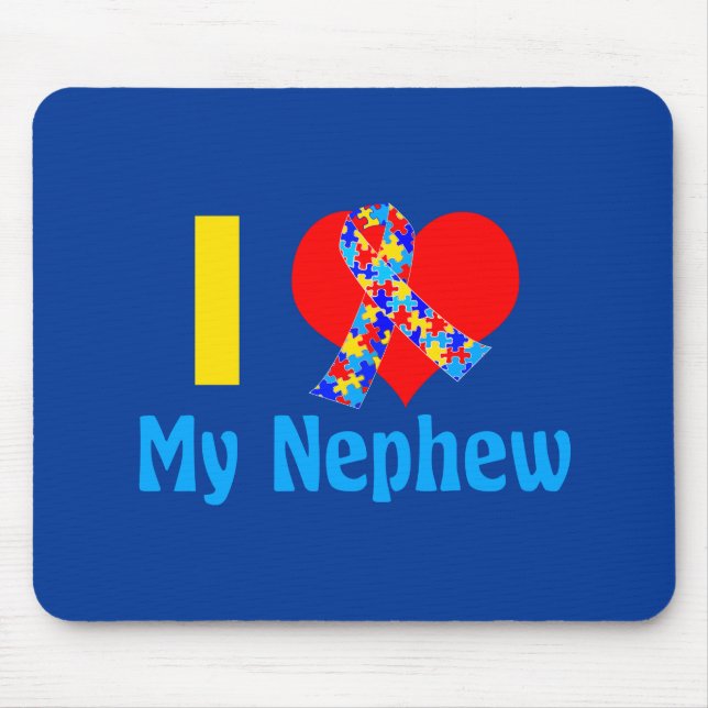 Tapis De Souris Autisme Tante I Love My Nephew Blue Heart (Devant)