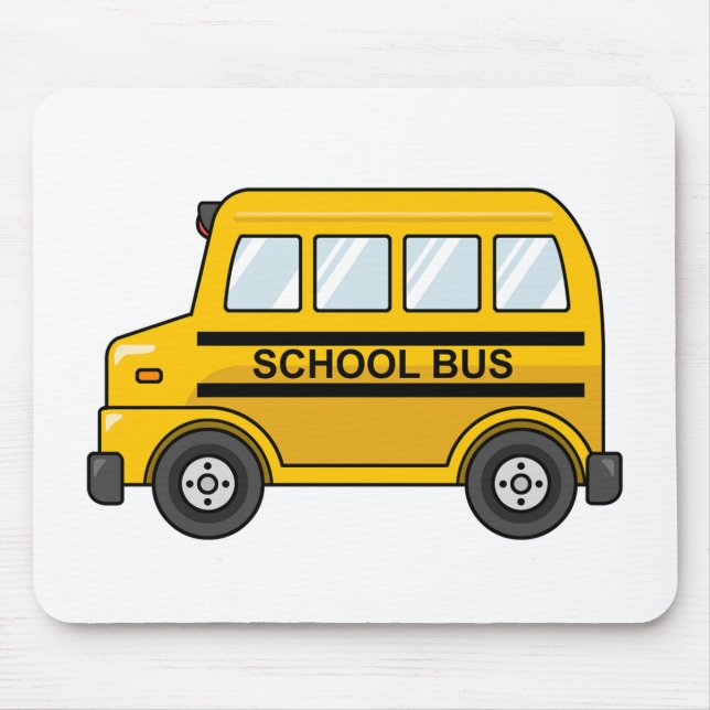 Tapis De Souris Autobus scolaire jaune et noir de bande dessinée (Devant)