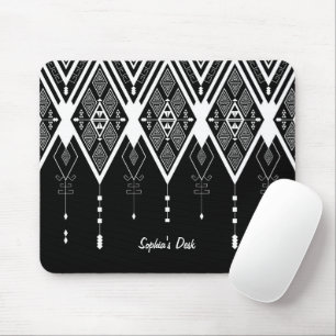 Tapis De Souris Autochtone Américain Noir Et Blanc