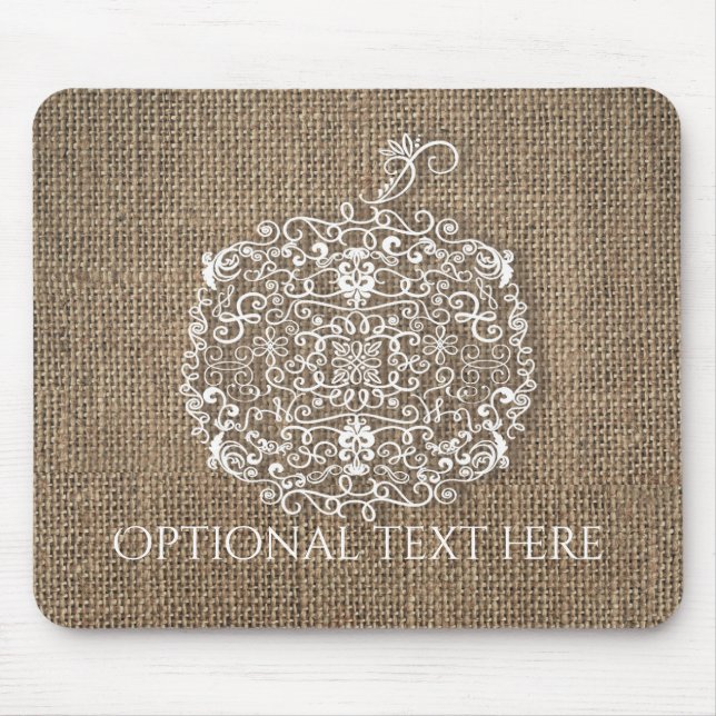 Tapis De Souris Automne automne Filigree Citrouille & Burlap Rusti (Devant)
