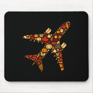Tapis De Souris Automne Citrouille Automne Automne Avion Thanksgiv