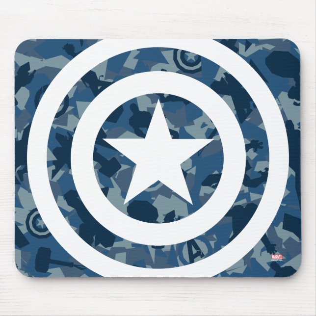 Tapis De Souris Avengers | Captain America motif camouflage bleu (Devant)