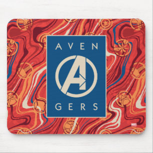 Tapis De Souris Avengers   Logo Avengers Peint en Marbre Rouge