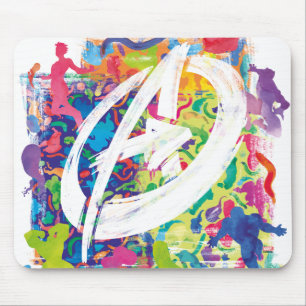 Tapis De Souris Avengers   Logo Silhouette Graffiti Coloré