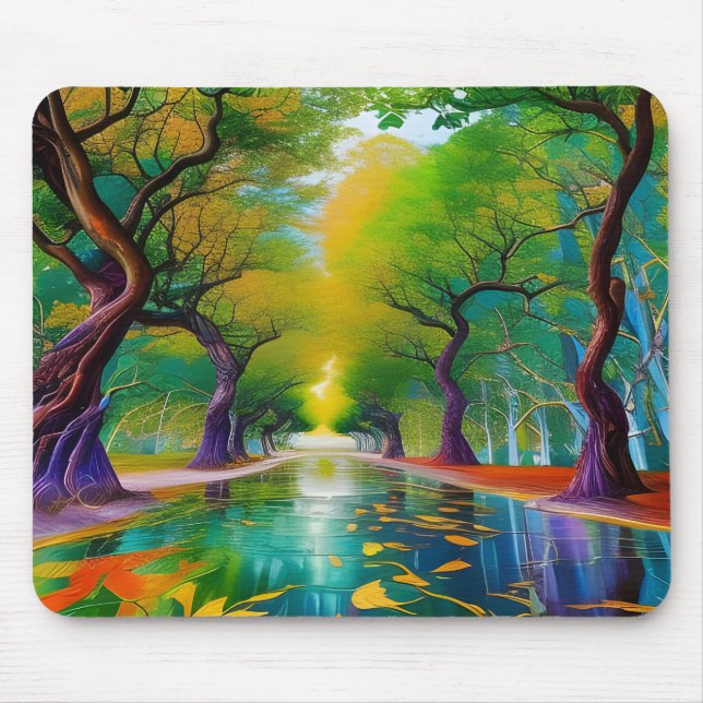Tapis De Souris Avenue des arbres feuilles d'automne (Devant)