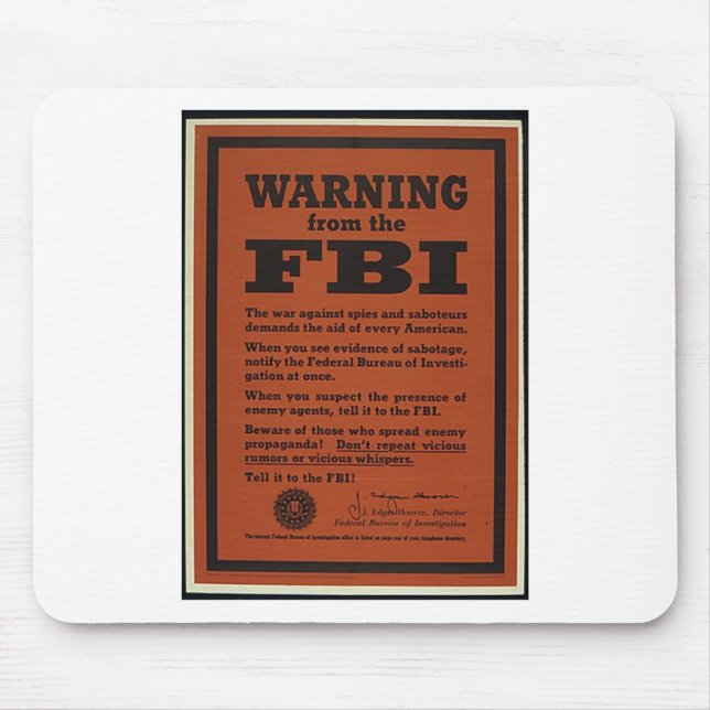 Tapis De Souris Avertissement de FBI (Devant)