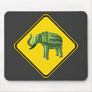 Tapis De Souris Avertissement : Watermelon Elephant Crossing !