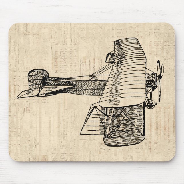 Tapis De Souris Avion à l'ancienne mode (Devant)