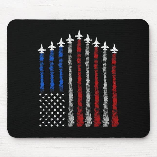 Tapis De Souris Avion de chasse Avion Usa Drapeau 4 juillet Patrio (Devant)