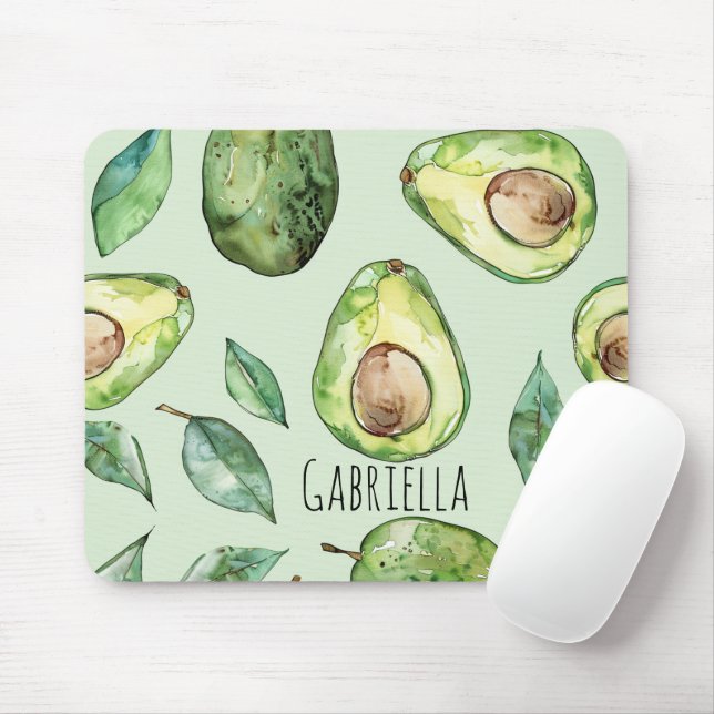 Tapis De Souris Avocats verts & feuilles (Avec souris)