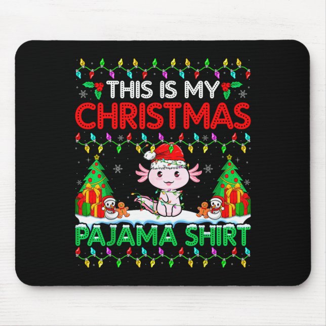Tapis De Souris Axolotl Christmas Santa Hat Pajama Shirt Axolotl L (Devant)