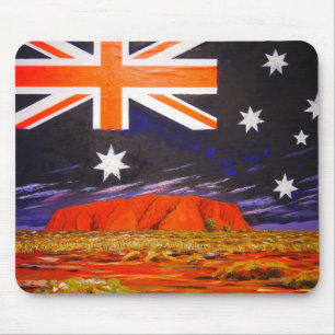 Tapis De Souris Ayers rock et drapeau australien
