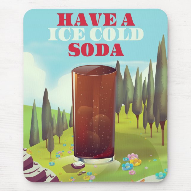 Tapis De Souris Ayez un soda glacé Publicité. (Devant)