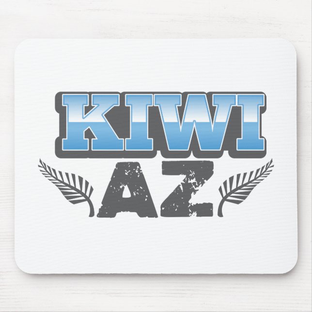 Tapis De Souris Az de kiwi en bleu et argent (Devant)