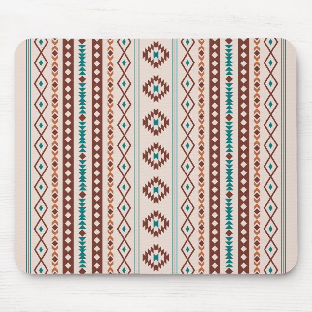 Tapis De Souris Aztec Rusts Crème Turquoise Motifs Mixtes V Motif (Devant)