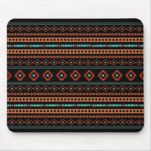 Tapis De Souris Aztec Rusts Turquoise Noir Motifs mélangés Motif