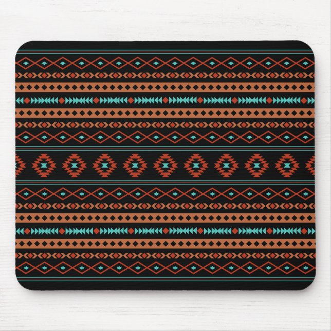 Tapis De Souris Aztec Rusts Turquoise Noir Motifs mélangés Motif (Devant)