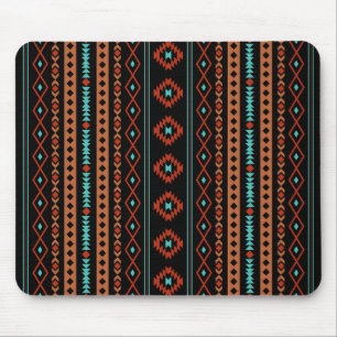 Tapis De Souris Aztec Rusts Turquoises Noir Motifs Mixtes V Motif