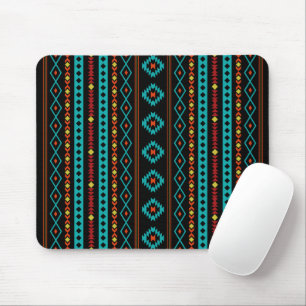 Tapis De Souris Aztec Turquoise Reds Blk Mixte Motifs V Motif