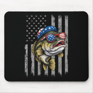Tapis De Souris B Poisson 4 juillet Américain Drapeau Poisson Patr