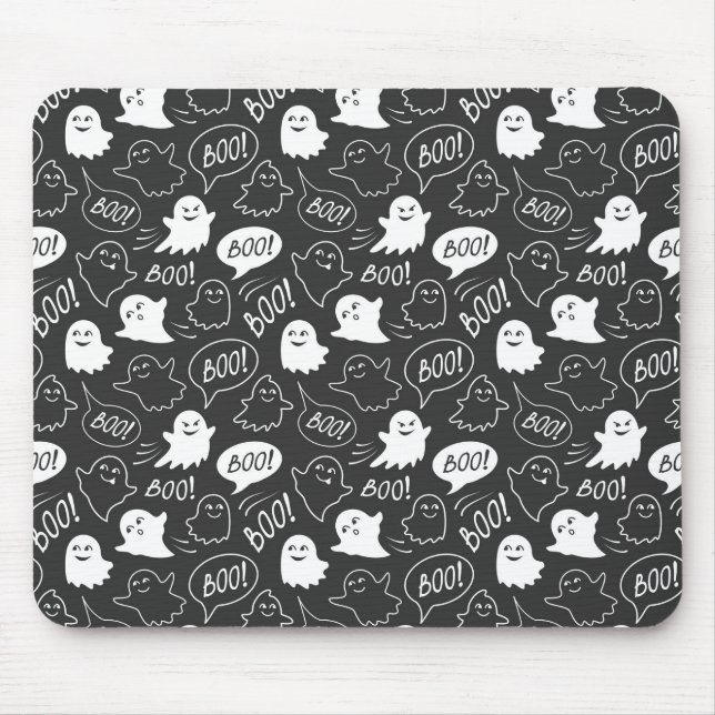Tapis De Souris B&W Cute Doodle Halloween Motif (Devant)