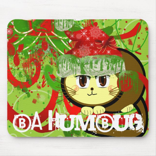 Tapis De Souris Ba Humbug Cat - Customisé (Devant)